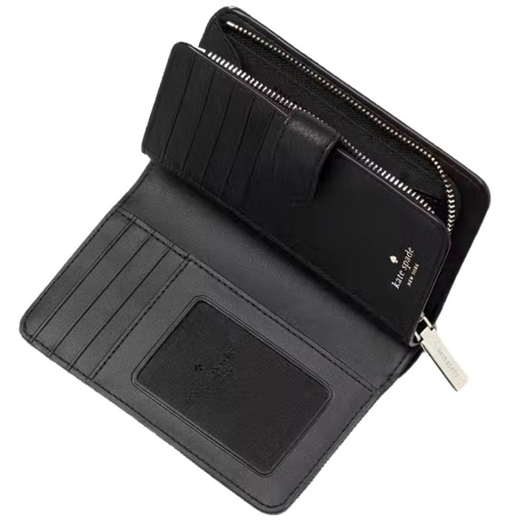Authentic Kate Spade Lena Medium Bifold Wallet in Black Leather - PERFECT! $199 - Picture 3 of 4